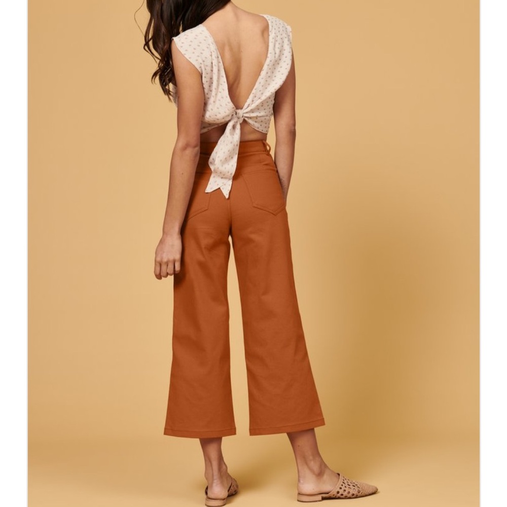 Whimsy + Row Flora Crop Wide Leg Pant In Rust Siz… - image 4
